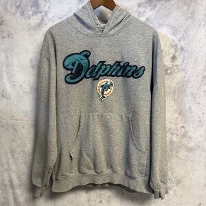 Vintage Miami Dolphins Hoodie Sweatshirt Mens Large Gray Embroidered Majestic